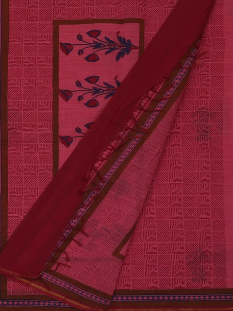 

Pothys Pink Printed Cotton Blend Saree