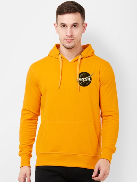 

Free Authority Men Mustard Yellow & Black NASA Print Hooded Sweatshirt