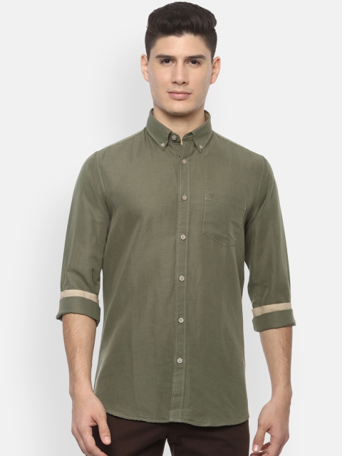 

Van Heusen Sport Men Olive Green Regular Fit Solid Casual Shirt