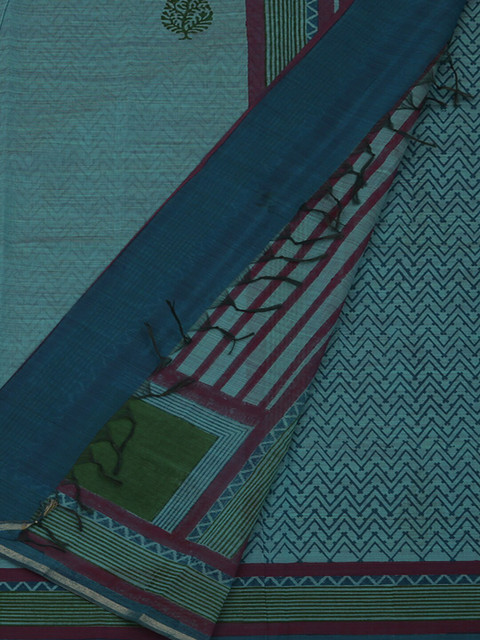 

Pothys Blue & Green Cotton Blend Printed Saree