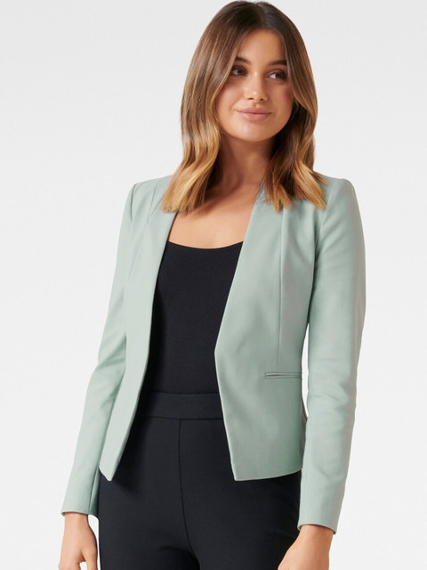 

Forever New Women Green Solid Tailored-Fit Open-Front Ashley Formal Blazer