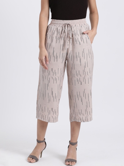 

Zink London Women Beige Regular Fit Striped Culottes