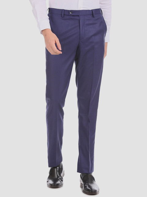 

Arrow Men Navy Blue Slim Fit Solid Formal Trousers