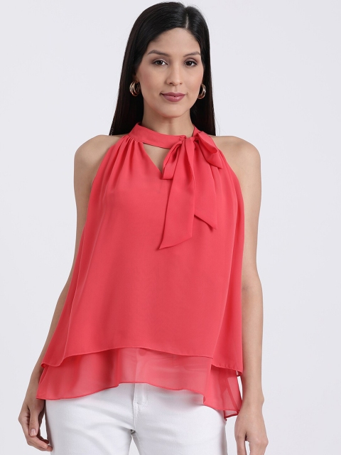 

Zink London Women Red Solid A-Line Top