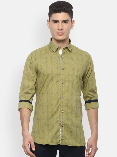 

Van Heusen Sport Men Olive Green Slim Fit Checked Casual Shirt