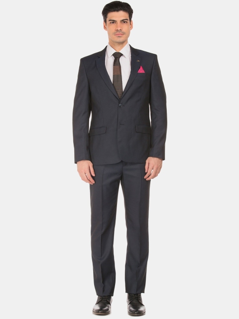 

Arrow Men Blue Solid Single-Breasted Formal Suit, Navy blue
