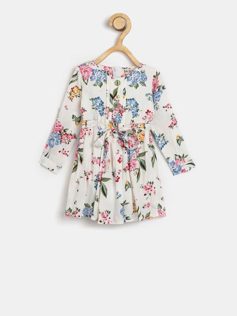 

Bella Moda Girls Off-White Printed Fit and Flare Dress