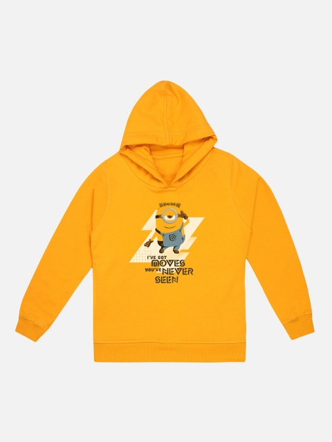 

Kids Ville Boys Yellow Minions Printed Hooded Sweatshirt