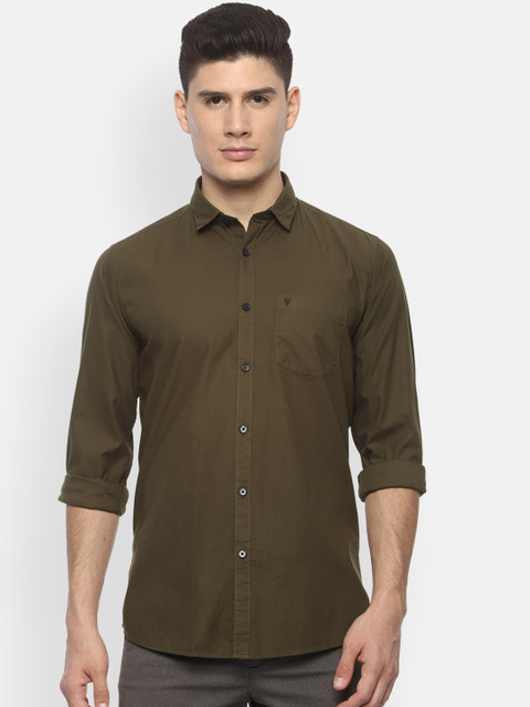 

Van Heusen Sport Men Olive Green Slim Fit Solid Casual Shirt