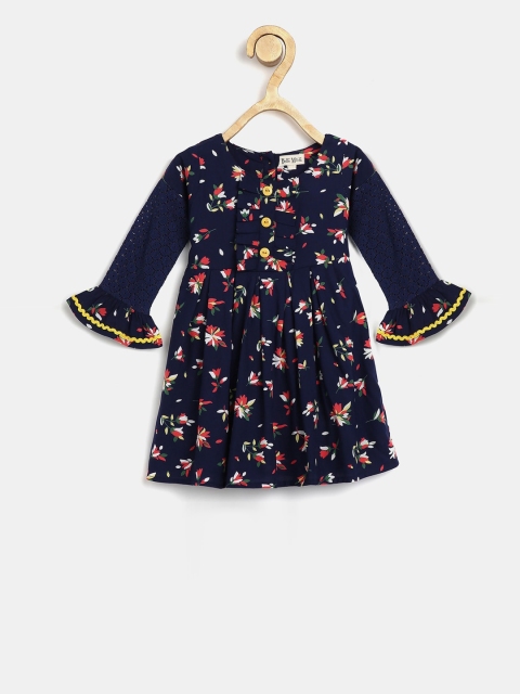 

Bella Moda Girls Navy Blue Printed Sweater Dress