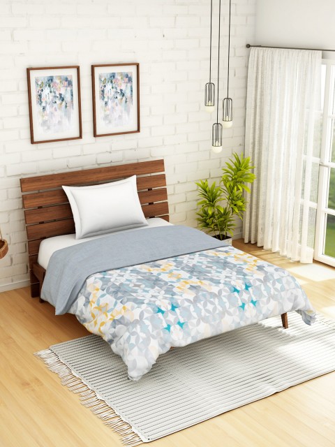 

SPACES Grey Geometric AC Room 180 GSM Organic Cotton Single Bed Quilt