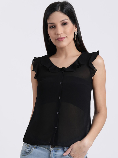 

Zink London Women Black Solid Shirt Style Top