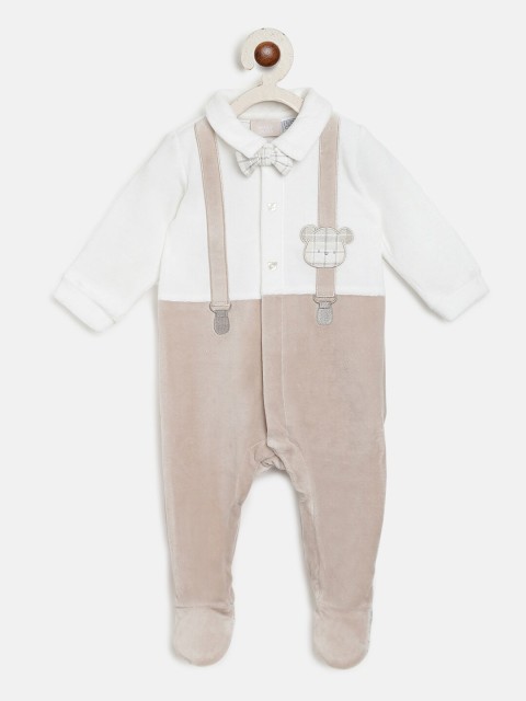 

Chicco Infant Boys White & Beige Colourblocked Sleepsuit