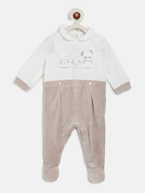 

Chicco Infant Kids White & Beige Colourblocked Sleepsuit