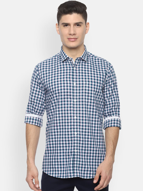 

Van Heusen Sport Men Navy Blue Slim Fit Checked Casual Shirt, White