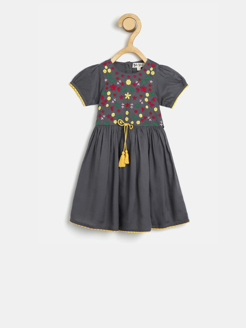 

Bella Moda Girls Grey Embroidered Fit and Flare Dress