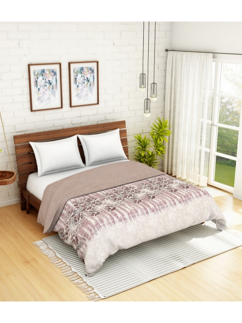 

SPACES Brown Abstract AC Room 180 GSM Double Bed Quilt