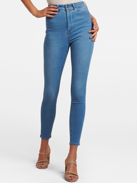 

Forever New Women Blue Slim Fit High-Rise Clean Look Cropped Stretchable Jeans