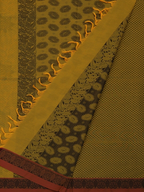 

Pothys Olive Green & Brown Pure Cotton Woven Design Saree