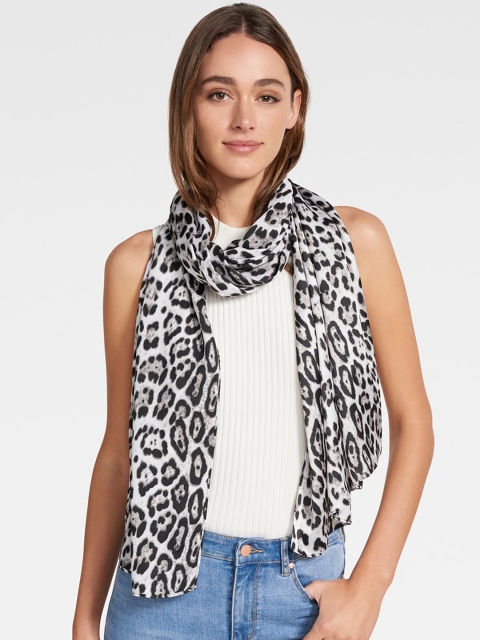 

Forever New Women Off-White & Grey Leopard Printed Scarf
