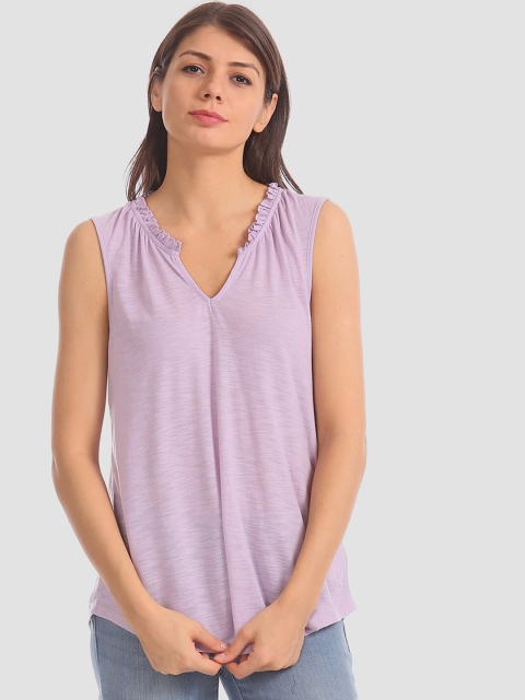 

GAP Women Lavender Solid Knitted Top