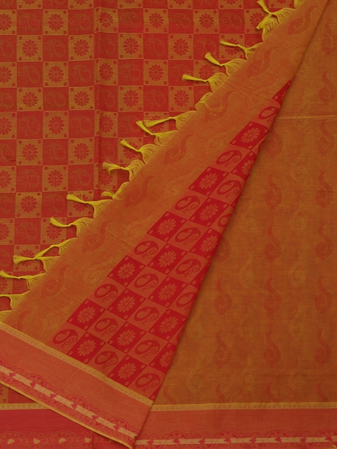

Pothys Green & Orange Pure Cotton Woven Design Saree