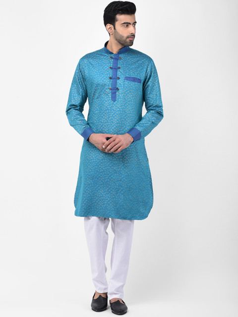 

SG LEMAN Men Blue Self Design Kurta with Pyjamas