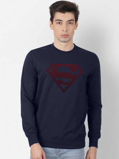

Free Authority Men Navy Blue & Maroon Superman Print Sweatshirt