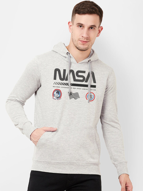 

Free Authority Men Grey NASA Printed Hooded Sweatshirt