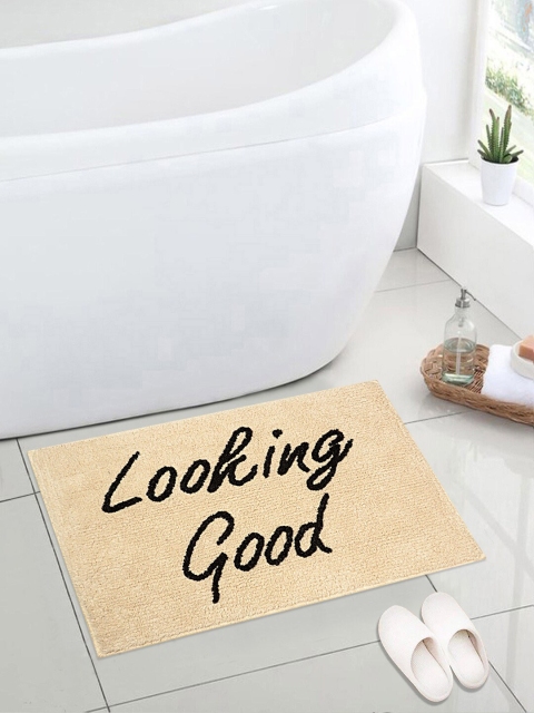 

Saral Home Off-White & Black Printed Anti-Skid Bath Rug, Beige