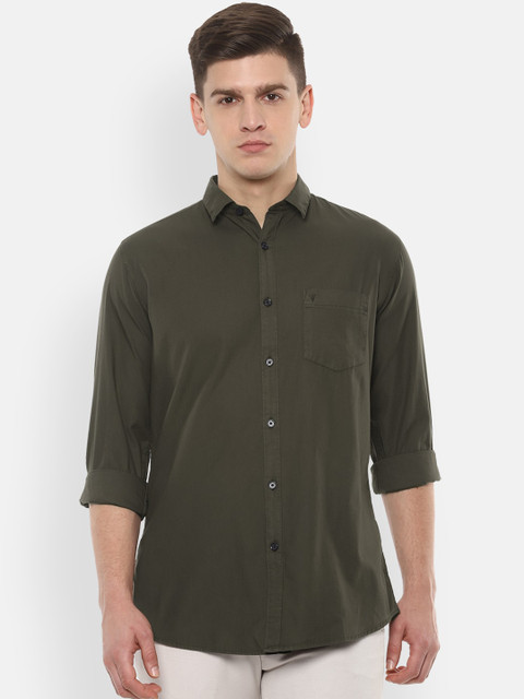 

Van Heusen Sport Men Olive Green Slim Fit Solid Casual Shirt
