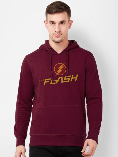 

Free Authority Men Maroon & Yellow Flash Printed Hooded Sweatshirt