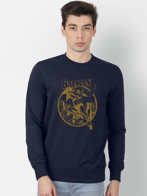 

Free Authority Men Navy Blue & Yellow Batman Print Sweatshirt