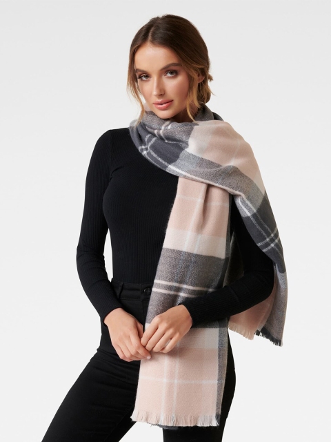 

Forever New Women Grey & Beige Checked Scarf