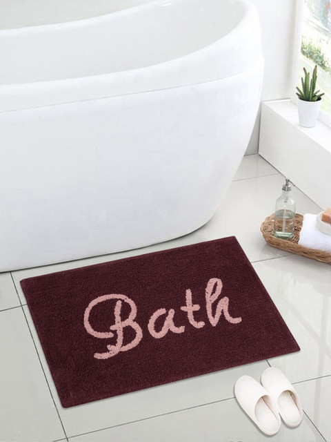 

Saral Home Burgundy & Pink Printed Anti-Slip Bath Rug