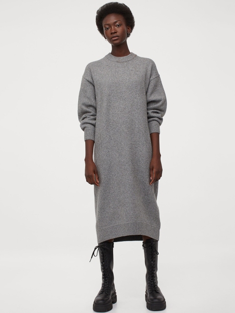 H&M Women Grey Knitted Dress