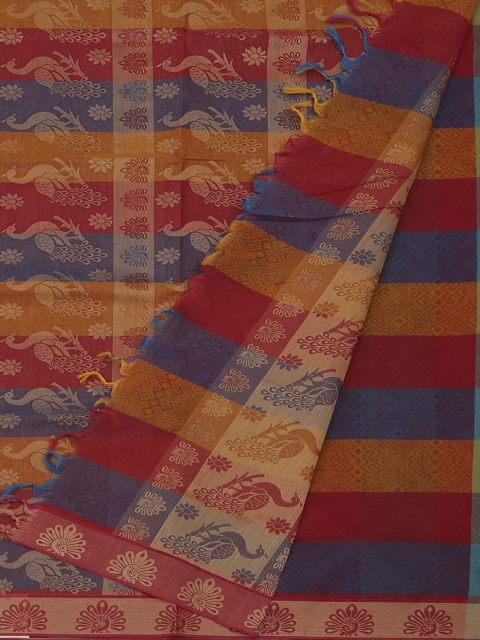

Pothys Multicoloured Checked Pure Cotton Saree, Multi
