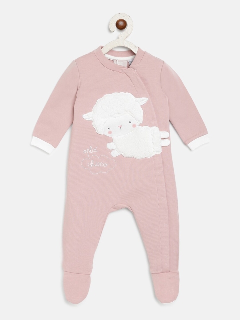 

Chicco Infant Girls Pink & Off-White Applique Sleepsuit