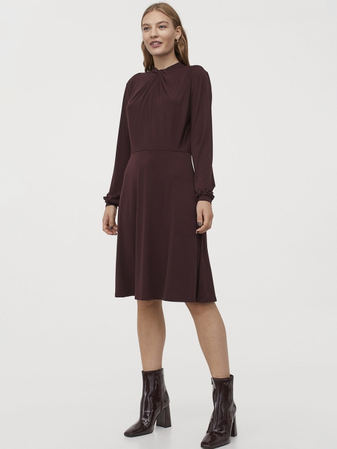 

H&M Women Red Solid Knee-Length Dress