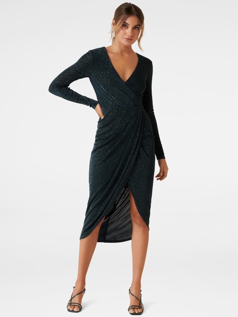 

Forever New Women Black Self Design Wrap Dress