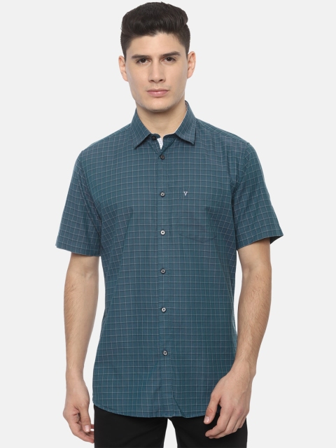 

Van Heusen Sport Men Navy Blue Slim Fit Checked Casual Shirt