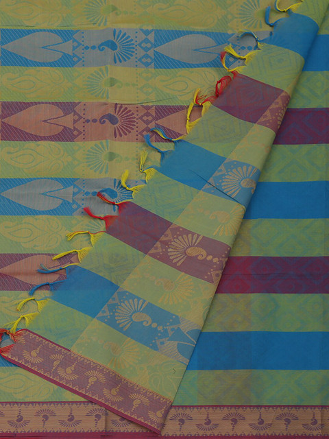 

Pothys Blue & Purple Pure Cotton Printed Saree