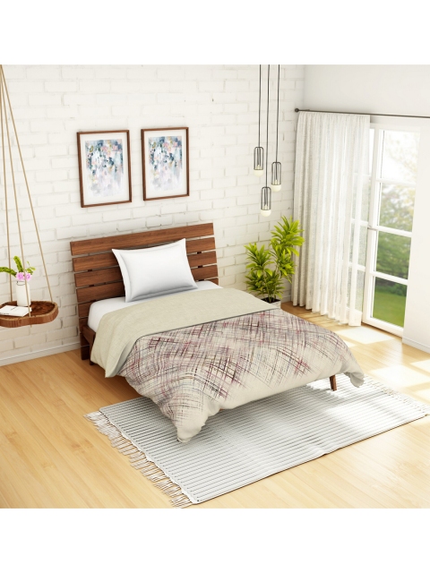 

SPACES Beige Abstract AC Room 180 GSM Single Bed Quilt