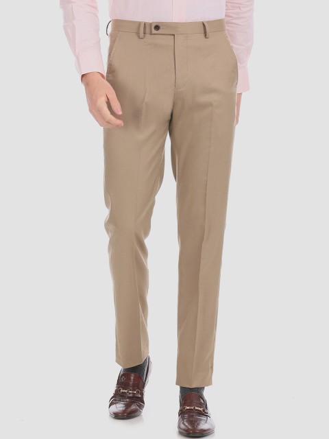 

Arrow Men Beige Regular Fit Solid Formal Trousers