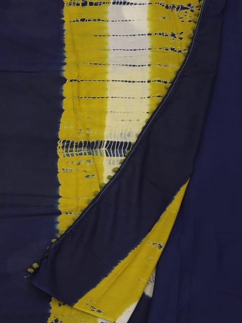 

Pothys Navy Blue & Yellow Pure Cotton Dyed Saree