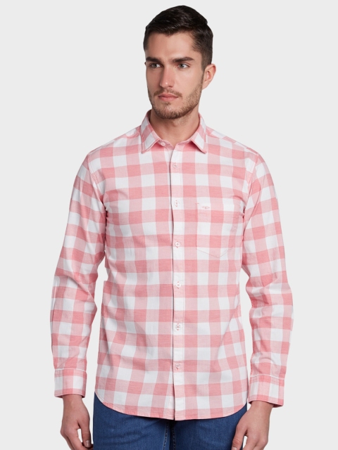 

ColorPlus Men Red & White Tailored Fit Checked Casual Shirt