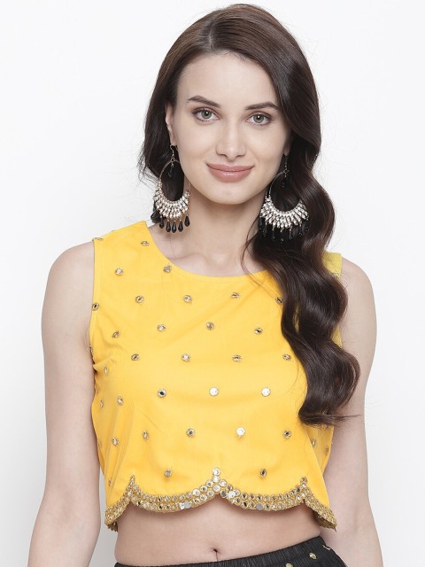 

AKIMIA Women Yellow Embellished Top
