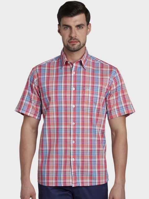 

ColorPlus Men Red & Blue Regular Fit Checked Casual Shirt