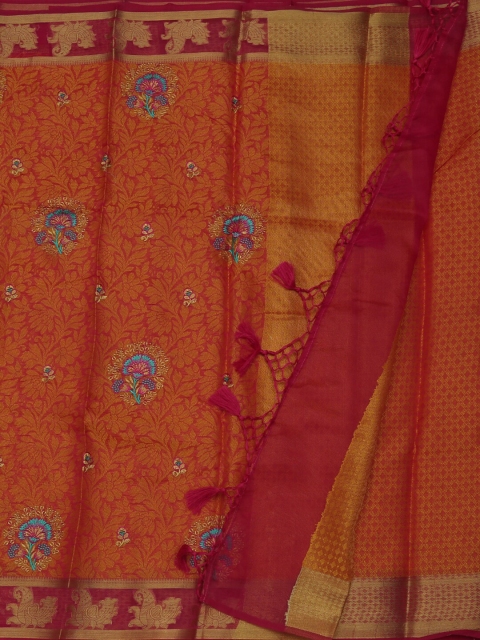 

Pothys Orange Woven Design Art Silk Saree
