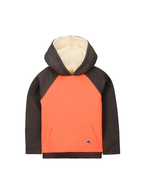 

Cherry Crumble Unisex Kids Orange & Black Colourblocked Hooded Sweatshirt